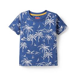 Babyhug Cotton Knit Half Sleeves T-Shirts With Stripes & Animal Print Pack Of 3 - Blue & Yellow