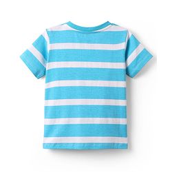 Babyhug Cotton Knit Half Sleeves T-shirt With Stripes & Beach Theme Graphics Pack Of 3  - Light Blue Navy Blue & Orange