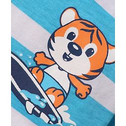 Babyhug Cotton Knit Half Sleeves T-shirt With Stripes & Beach Theme Graphics Pack Of 3  - Light Blue Navy Blue & Orange