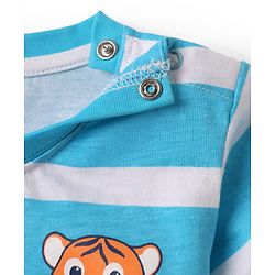 Babyhug Cotton Knit Half Sleeves T-shirt With Stripes & Beach Theme Graphics Pack Of 3  - Light Blue Navy Blue & Orange