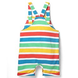 Babyhug Single Jersey Knit Striped Dungaree & Half Sleeves T-Shirt With  Teddy Bear Print - Red