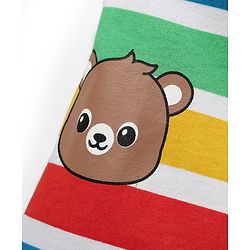 Babyhug Single Jersey Knit Striped Dungaree & Half Sleeves T-Shirt With  Teddy Bear Print - Red