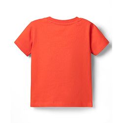 Babyhug Single Jersey Knit Striped Dungaree & Half Sleeves T-Shirt With  Teddy Bear Print - Red