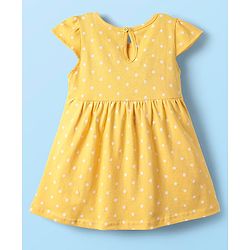 Babyhug Single Jersey Knit Cap Sleeves Frocks with Polka Dot & Floral Print Pack of 2 - Yellow & Green