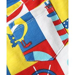 Babyhug Single Jersey Knit Half Sleeves T-Shirt & Dungaree with Nautical Print - Blue