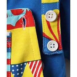 Babyhug Single Jersey Knit Half Sleeves T-Shirt & Dungaree with Nautical Print - Blue