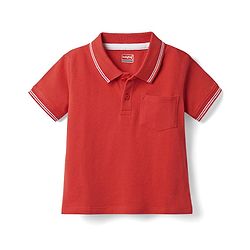 Babyhug Single Jersey Knit Half Sleeves Polo T-Shirt & Dungaree With Animal Print - Red & Blue
