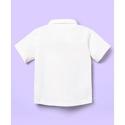 Babyhug Single Jersey Knit Half Sleeves Shirt & Shorts Set With Color Block Design - White & Blue