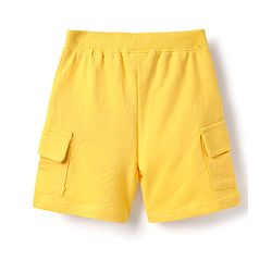 Babyhug Single Jersey Knit Half Sleeves Henley T-Shirt & Shorts Set with Tiger Print & Stripes - Yellow & Blue