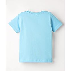 Babyhug Single Jersey Knit Half Sleeves T-Shirt & Dungaree with Beach Print - Light Blue