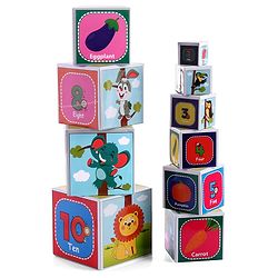 Babyhug My First Learning Tower Number I 10 Durable Stacking & Nesting Blocks for Early Learning I 4-in-1 Montessori Fun and Educational Toy for Toddlers - Multicolor