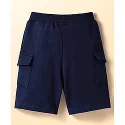 Babyhug Single Jersey Knit Half Sleeves Polo T-Shirt & Shorts With Beach Theme Print - Navy Blue