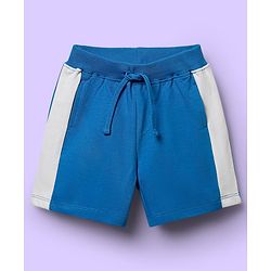 Babyhug Single Jersey Knit Half Sleeves Polo T-Shirt & Shorts Set With Tree Print - White & Blue