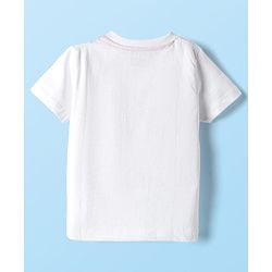 Babyhug Single Jersey Knit Half Sleeves T-Shirt & Dungree With Tropical & Text Print - White