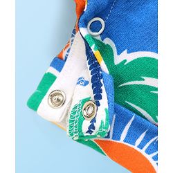Babyhug Single Jersey Knit Beach Theme Printed Dungaree & Half Sleeves T-Shirt - White