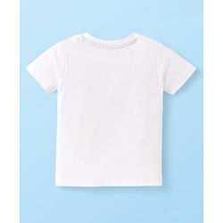 Babyhug Single Jersey Knit Beach Theme Printed Dungaree & Half Sleeves T-Shirt - White