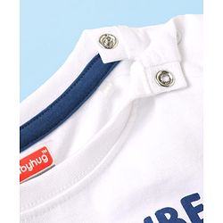 Babyhug Single Jersey Knit Beach Theme Printed Dungaree & Half Sleeves T-Shirt - White