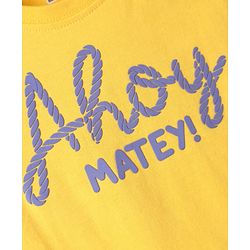 Babyhug Single Jersey Knit Ship Printed Dungaree Half Sleeves Inner Tee - Yellow