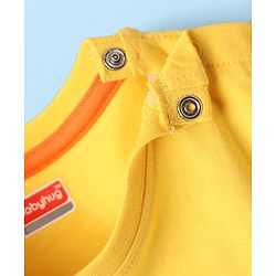 Babyhug Single Jersey Knit Ship Printed Dungaree Half Sleeves Inner Tee - Yellow