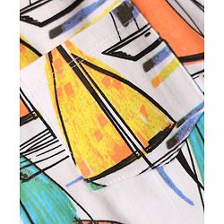 Babyhug Single Jersey Knit Ship Printed Dungaree Half Sleeves Inner Tee - Yellow