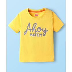 Babyhug Single Jersey Knit Ship Printed Dungaree Half Sleeves Inner Tee - Yellow