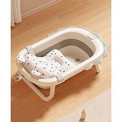 Babyhug Foldable Bathtub with Printed Cushion - Grey