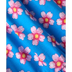 Babyhug Single Jersey Knit Sleeveless Frock With Floral Print & Frill Detailing - Blue