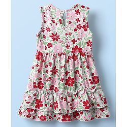 Babyhug Single Jersey Knit Sleeveless Frock With Floral Print - White