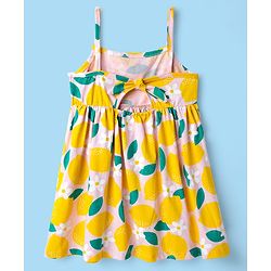 Babyhug Single Jersey Knit Sleeveless Frock with Lemon Print - Yellow