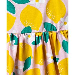 Babyhug Single Jersey Knit Sleeveless Frock with Lemon Print - Yellow