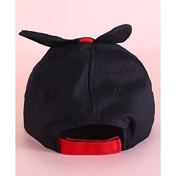 Babyhug Disney 100% Cotton Summer Cap With With Mickey Mouse Graphics And 3D Ear Red & Black - Diameter 53.5 cm