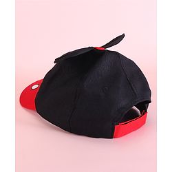 Babyhug Disney 100% Cotton Summer Cap With With Mickey Mouse Graphics And 3D Ear Red & Black - Diameter 53.5 cm
