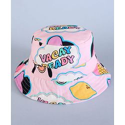 Babyhug Disney Cotton Woven Summer Cap With Minnie Mouse Family Print Pink - Diameter 18 cm