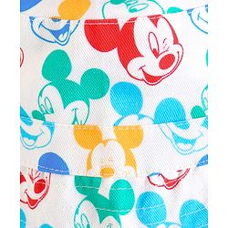 Babyhug Disney Cotton Woven Summer Cap With Mickey Mouse Family Print White - Diameter 16 cm