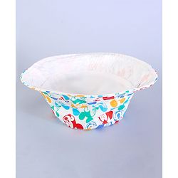 Babyhug Disney Cotton Woven Summer Cap With Mickey Mouse Family Print White - Diameter 16 cm