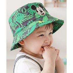 Babyhug Disney Bucket Hat With Mickey Mouse Print Blue & Red  - Diameter 20.5 cm