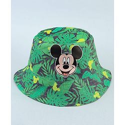 Babyhug Disney Bucket Hat With Mickey Mouse Print Blue & Red  - Diameter 20.5 cm