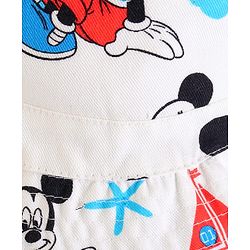 Babyhug Disney Cotton Woven Summer Cap With Mickey Mouse Family Print White - Diameter 16 cm