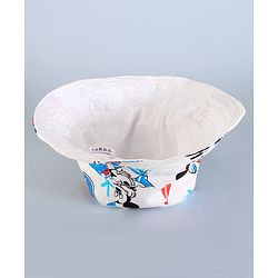 Babyhug Disney Cotton Woven Summer Cap With Mickey Mouse Family Print White - Diameter 16 cm