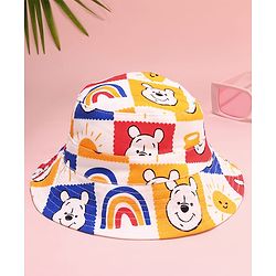 Babyhug Disney Cotton Woven Two Layer Bucket Hat with Winnie The Pooh Print Multicolor - Diameter 16 cm