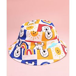 Babyhug Disney Cotton Woven Two Layer Bucket Hat with Winnie The Pooh Print Multicolor - Diameter 16 cm