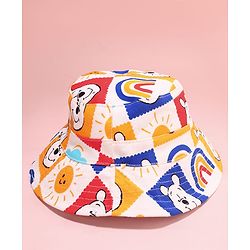 Babyhug Disney Cotton Woven Two Layer Bucket Hat with Winnie The Pooh Print Multicolor - Diameter 16 cm