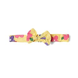 Babyhug Woven Sleeveless Rayon Printed Frock with Headband & Smocking Detailing - Yellow