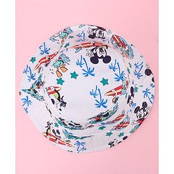 Babyhug Disney Bucket Hat with Mickey Mouse Family Print White - Diameter 17.5 cm