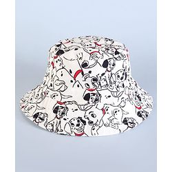 Babyhug Disney Cotton Woven Summer Cap With 101 Dalmatians Print White - Diameter 15 cm