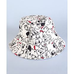 Babyhug Disney Cotton Woven Summer Cap With 101 Dalmatians Print White - Diameter 15 cm