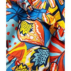 Babyhug Woven Frill Sleeves Rayon Printed Frock with Frill Detailing - Blue