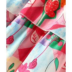 Babyhug Woven Half Sleeves Frock With Floral Print Smock Detail - Pink