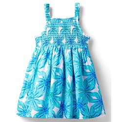 Babyhug Woven Sleeveless Frock With Smock Detailing & Floral Print - Light Blue