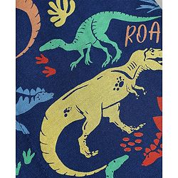 Babyhug Single Jersey Knit Half Sleeves Dino Printed Shirt & Shorts Set - Navy Blue & Beige